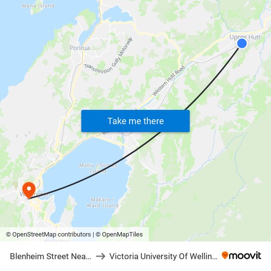 Blenheim Street Near Fergusson Drive to Victoria University Of Wellington, Kelburn Campus map