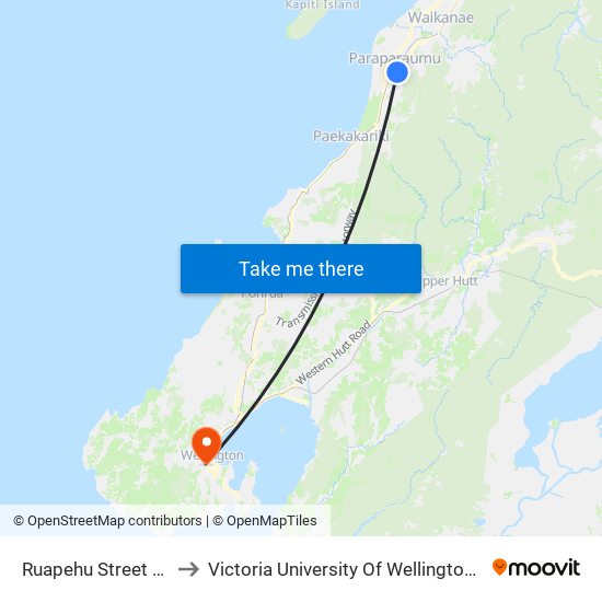 Ruapehu Street (Near 48b) to Victoria University Of Wellington, Kelburn Campus map