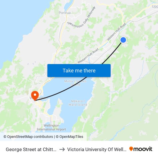 George Street at Chittick Street (Near 342) to Victoria University Of Wellington, Kelburn Campus map