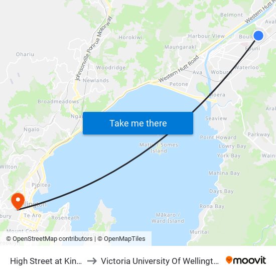 High Street at Kingston Street to Victoria University Of Wellington, Kelburn Campus map