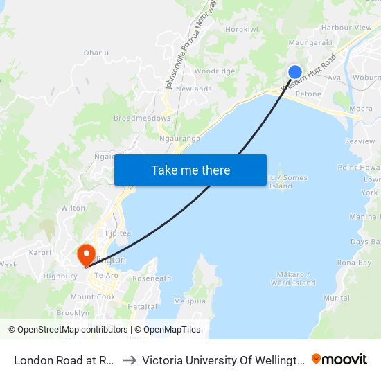 London Road at Rakeiora Grove to Victoria University Of Wellington, Kelburn Campus map