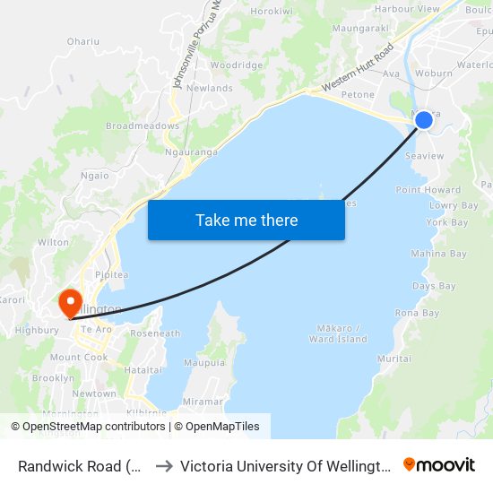 Randwick Road (Opposite 17) to Victoria University Of Wellington, Kelburn Campus map