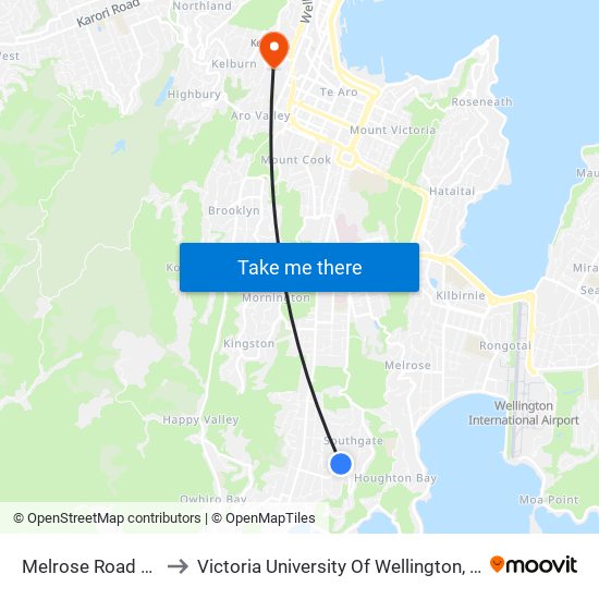 Melrose Road (Near 41) to Victoria University Of Wellington, Kelburn Campus map