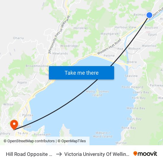 Hill Road Opposite Belmont Terrace to Victoria University Of Wellington, Kelburn Campus map