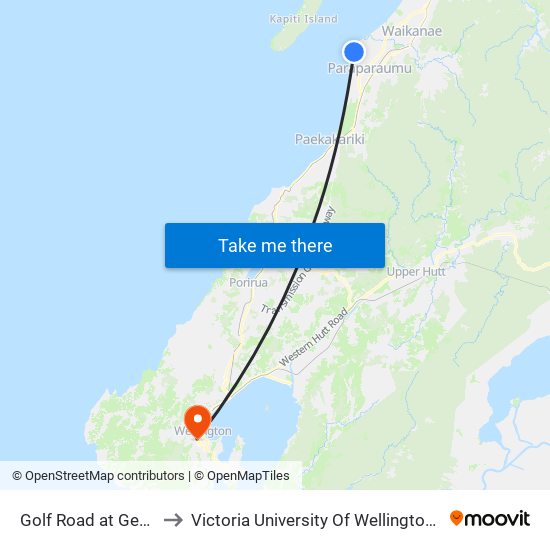 Golf Road at George Street to Victoria University Of Wellington, Kelburn Campus map