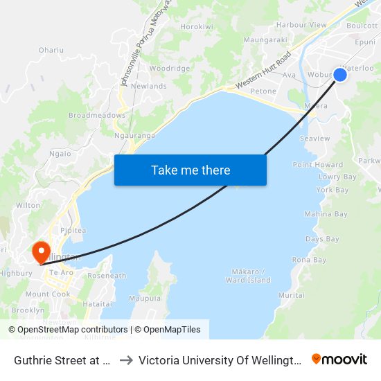 Guthrie Street at Brook Street to Victoria University Of Wellington, Kelburn Campus map