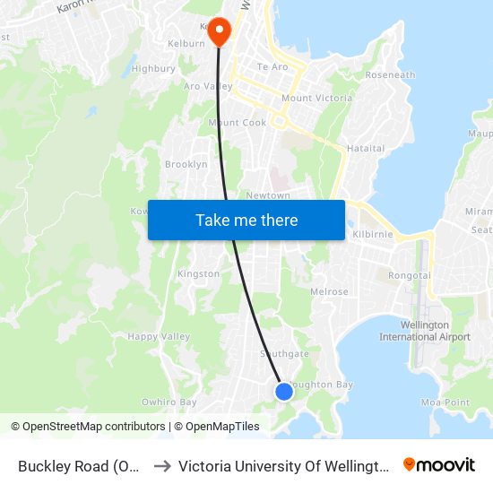 Buckley Road (Opposite 143) to Victoria University Of Wellington, Kelburn Campus map