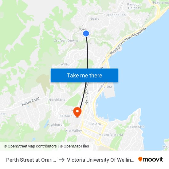 Perth Street at Orari Street Walkway to Victoria University Of Wellington, Kelburn Campus map