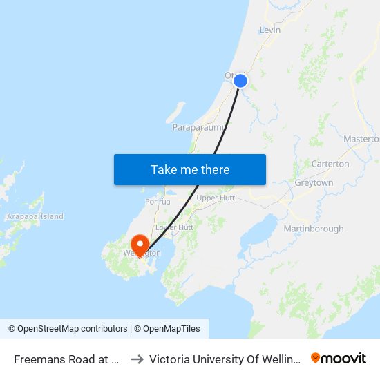 Freemans Road at Te Manuao Road to Victoria University Of Wellington, Kelburn Campus map