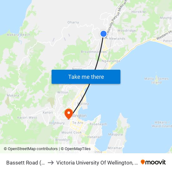 Bassett Road (Near 15) to Victoria University Of Wellington, Kelburn Campus map