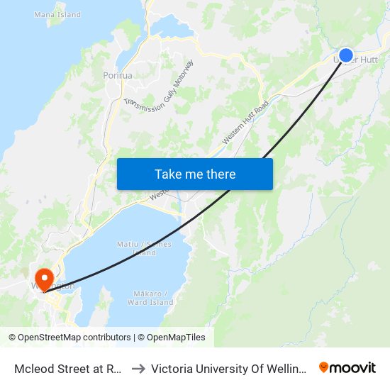 Mcleod Street at Robertson Street to Victoria University Of Wellington, Kelburn Campus map