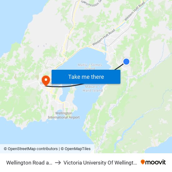 Wellington Road at Dover Road to Victoria University Of Wellington, Kelburn Campus map