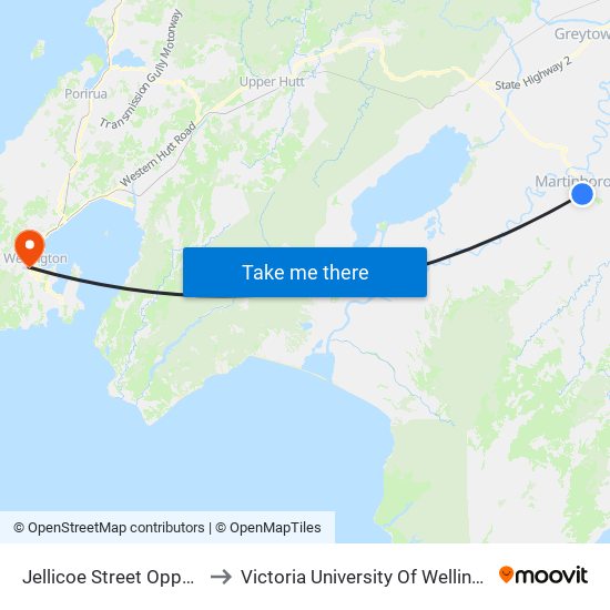 Jellicoe Street Opposite Grey Street to Victoria University Of Wellington, Kelburn Campus map