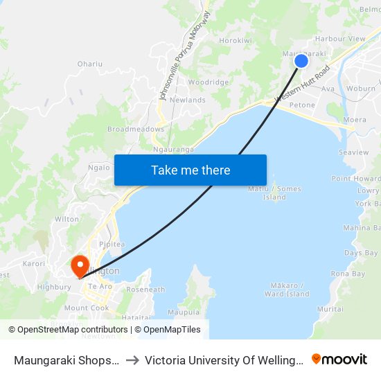 Maungaraki Shops - Dowse Drive to Victoria University Of Wellington, Kelburn Campus map