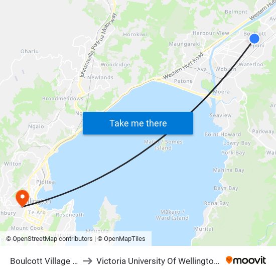 Boulcott Village (Near 696) to Victoria University Of Wellington, Kelburn Campus map