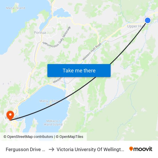 Fergusson Drive (Near 1242) to Victoria University Of Wellington, Kelburn Campus map