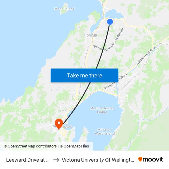 Leeward Drive at Mercury Way to Victoria University Of Wellington, Kelburn Campus map