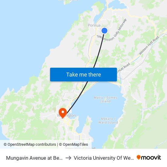 Mungavin Avenue at Bedford Street (Near 200) to Victoria University Of Wellington, Kelburn Campus map