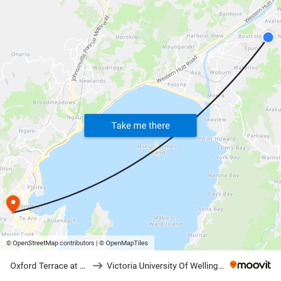 Oxford Terrace at Lincoln Avenue to Victoria University Of Wellington, Kelburn Campus map