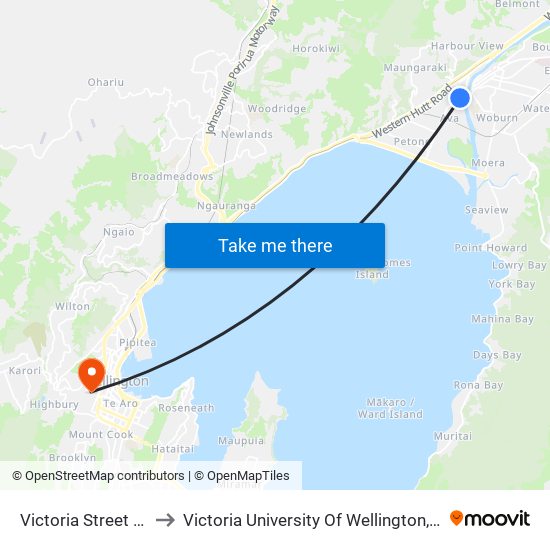 Victoria Street (Near 64) to Victoria University Of Wellington, Kelburn Campus map