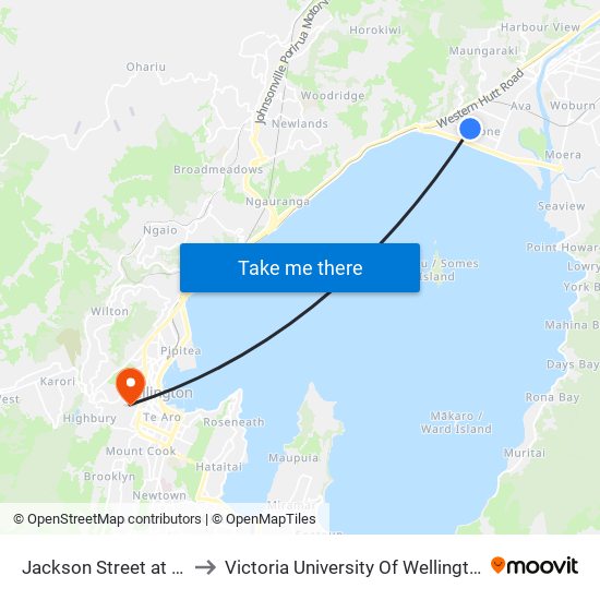 Jackson Street at Sydney Street to Victoria University Of Wellington, Kelburn Campus map