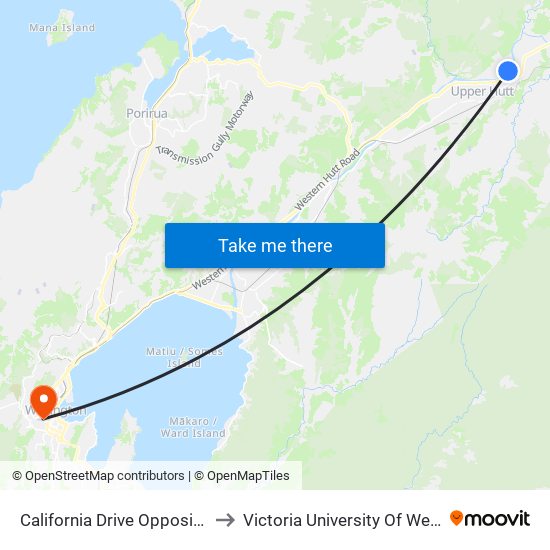 California Drive Opposite Brightwater Crescent to Victoria University Of Wellington, Kelburn Campus map