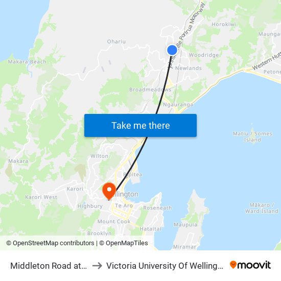 Middleton Road at Churton Drive to Victoria University Of Wellington, Kelburn Campus map