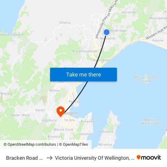 Bracken Road (Near 96) to Victoria University Of Wellington, Kelburn Campus map