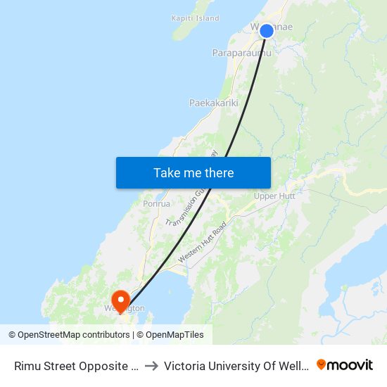 Rimu Street Opposite Kapakapanui School to Victoria University Of Wellington, Kelburn Campus map