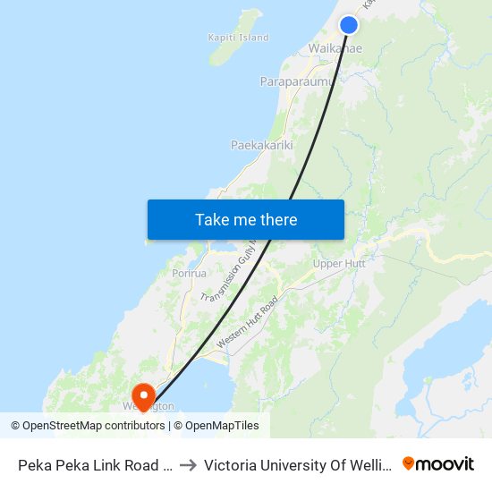 Peka Peka Link Road at Peka Peka Road to Victoria University Of Wellington, Kelburn Campus map