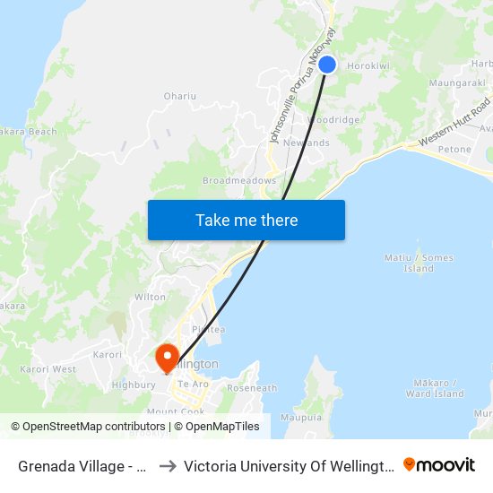 Grenada Village - Grenada Drive to Victoria University Of Wellington, Kelburn Campus map