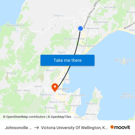 Johnsonville Station to Victoria University Of Wellington, Kelburn Campus map