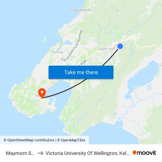 Maymorn Station to Victoria University Of Wellington, Kelburn Campus map