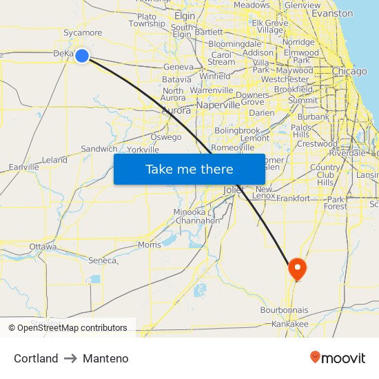 Cortland to Manteno map