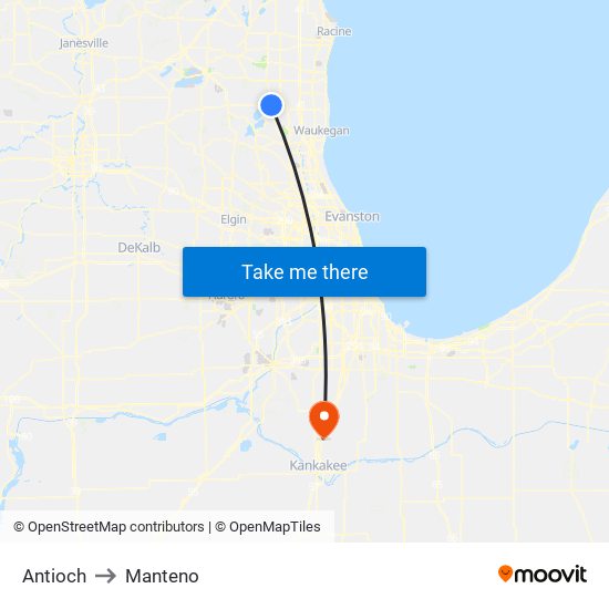Antioch to Manteno map