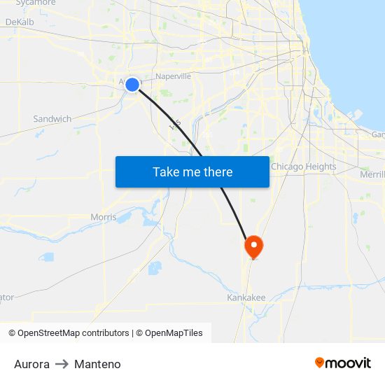 Aurora to Manteno map