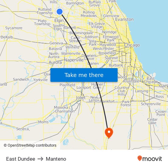 East Dundee to Manteno map