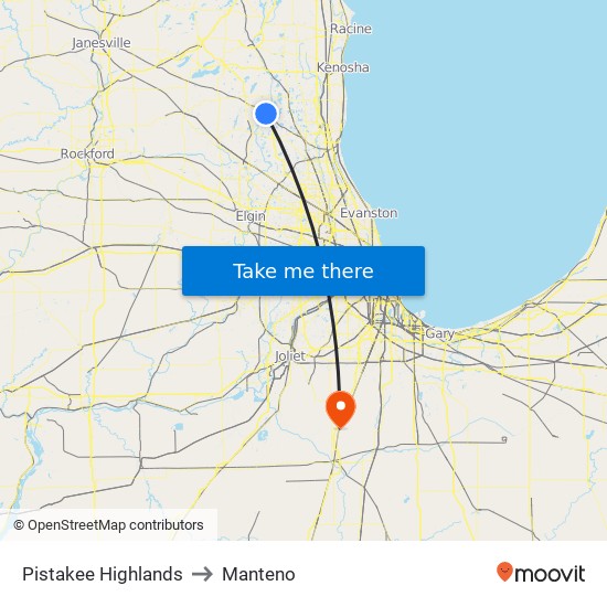 Pistakee Highlands to Manteno map