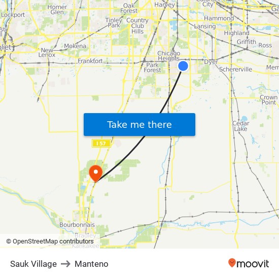Sauk Village to Manteno map