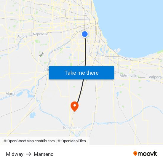 Midway to Manteno map