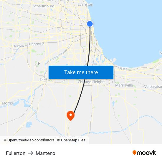 Fullerton to Manteno map