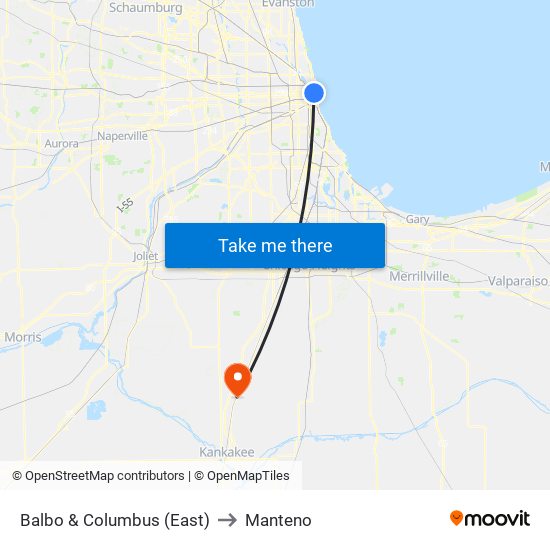 Balbo & Columbus (East) to Manteno map