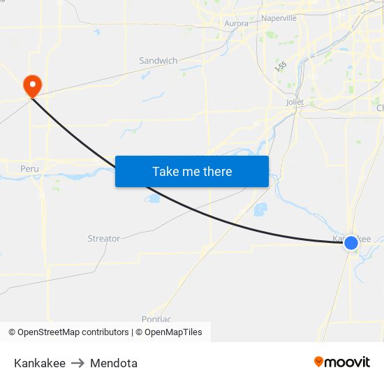 Kankakee to Mendota map