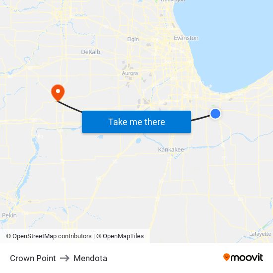 Crown Point to Mendota map