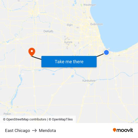 East Chicago to Mendota map