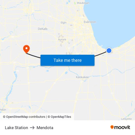 Lake Station to Mendota map