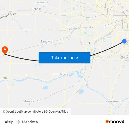 Alsip to Mendota map