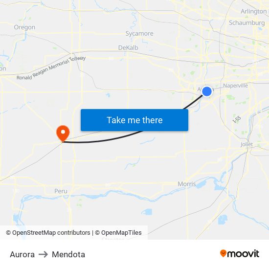 Aurora to Mendota map