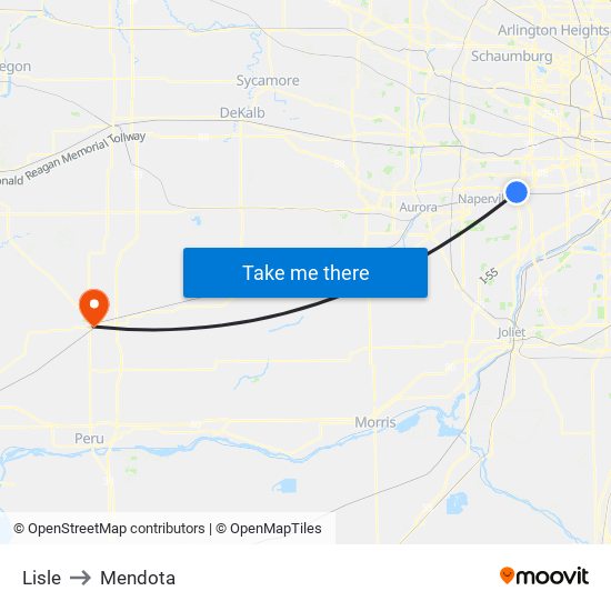 Lisle to Mendota map