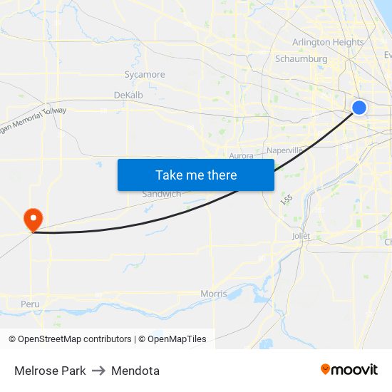 Melrose Park to Mendota map